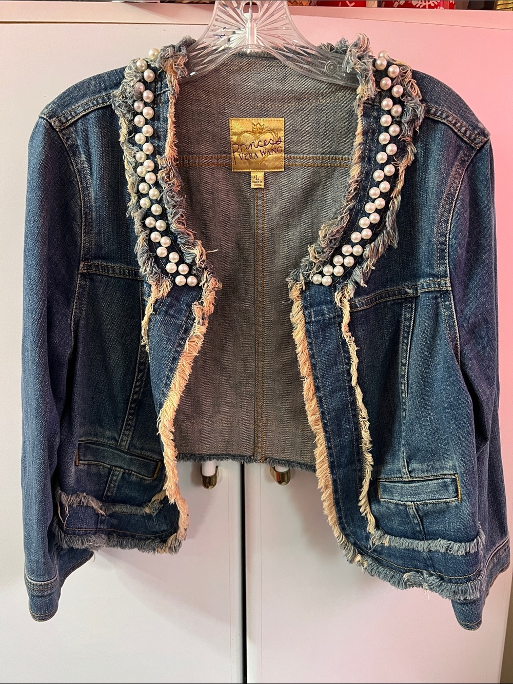 Princess Vera Wang Blue Denim Jacket with Pearl Trim
